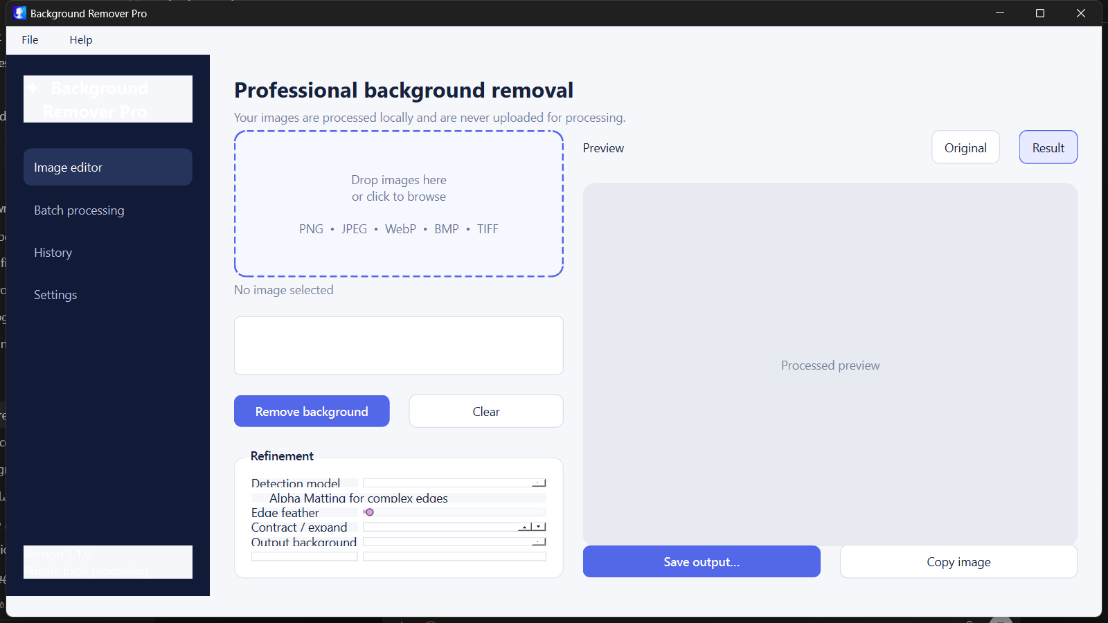 Background Remover Pro image selection workspace for removing image backgrounds