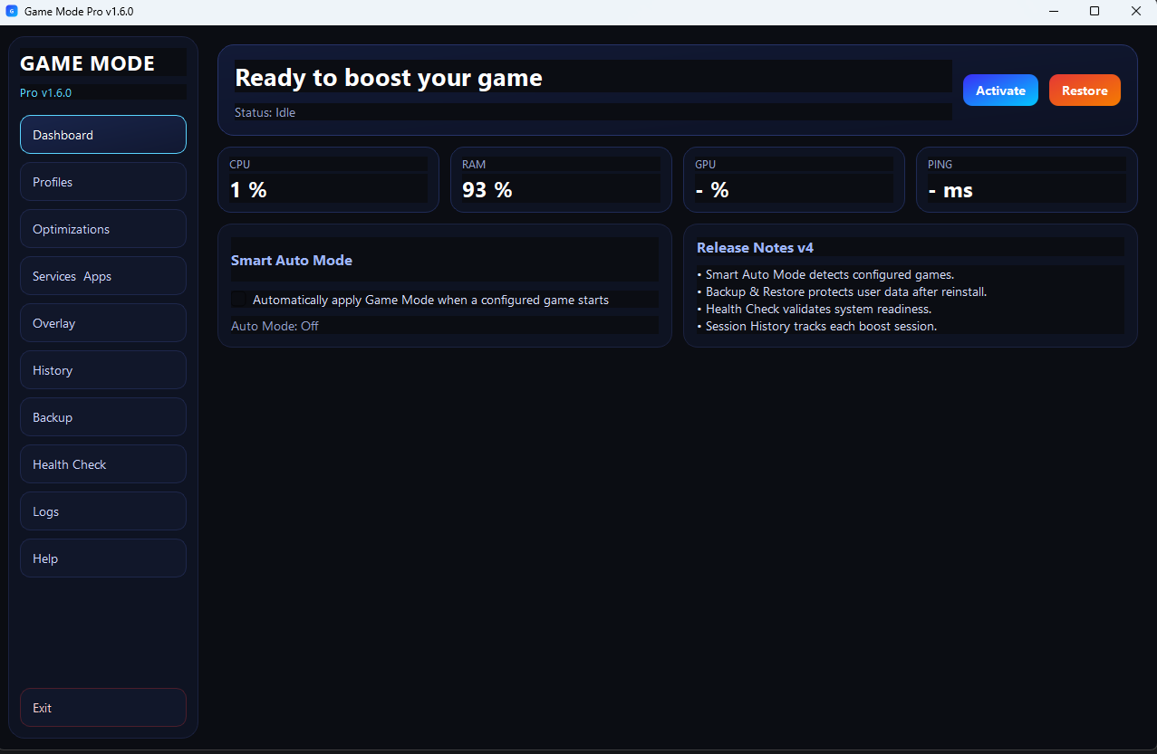 game mode profile
