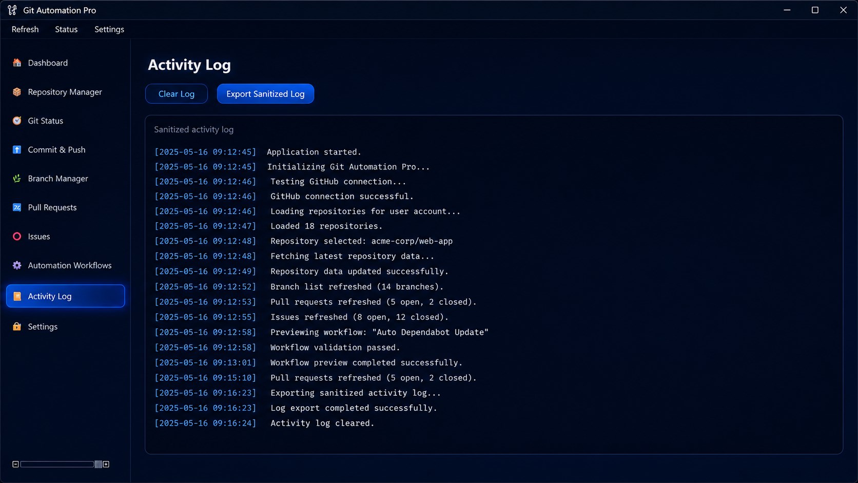 Activity Log