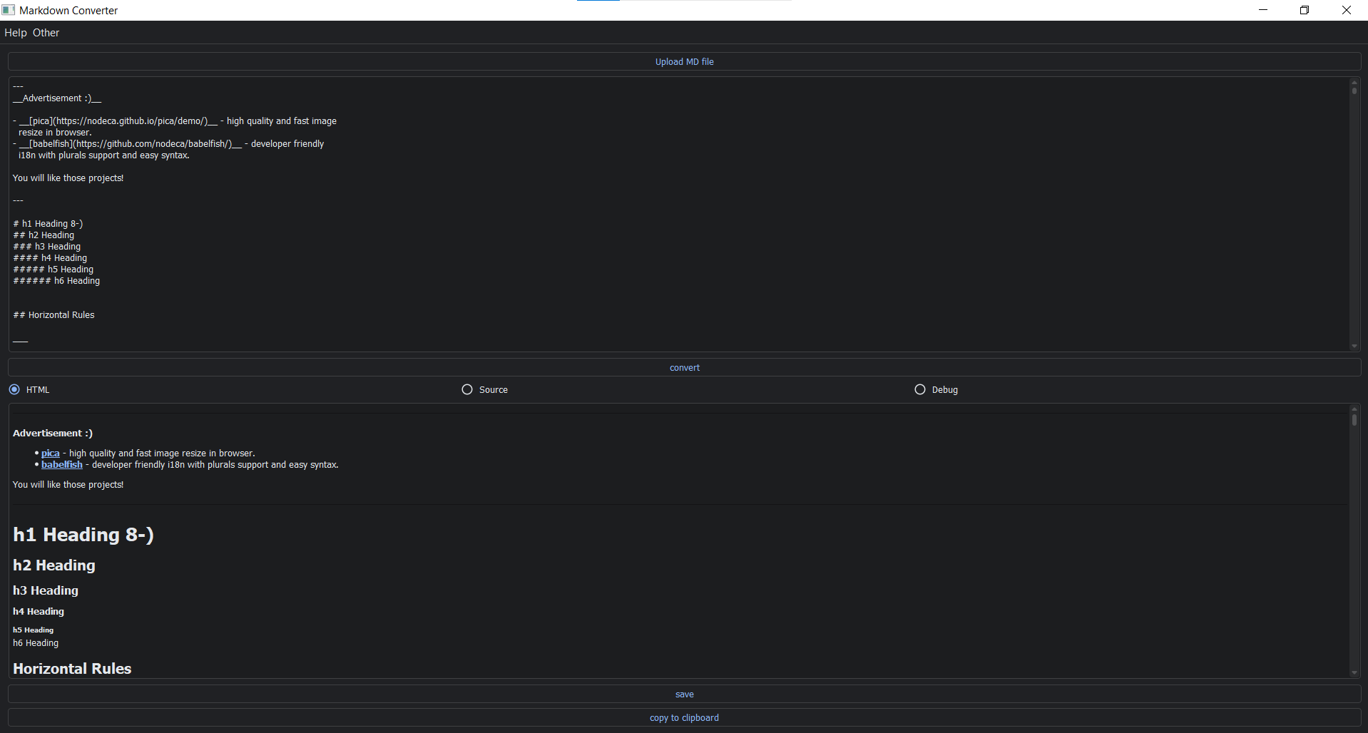 Markdown to HTML Converter screenshot 1